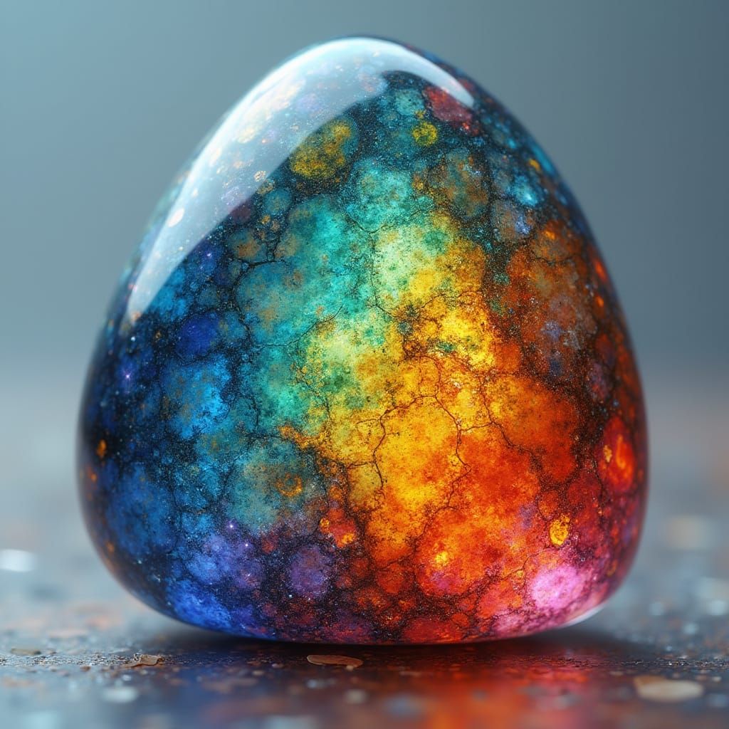 Multicolored Iridescent Gemstone in Impressionist Style