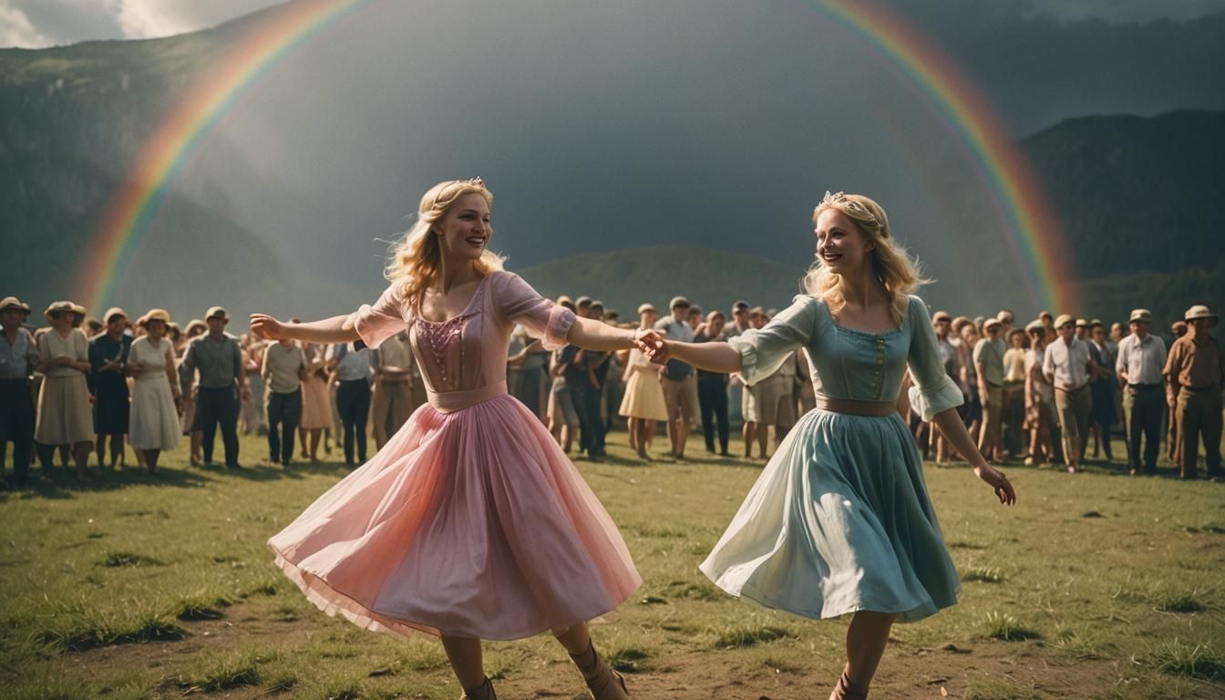 Princess Dances in Rainbow Light: Cinematic Film Still