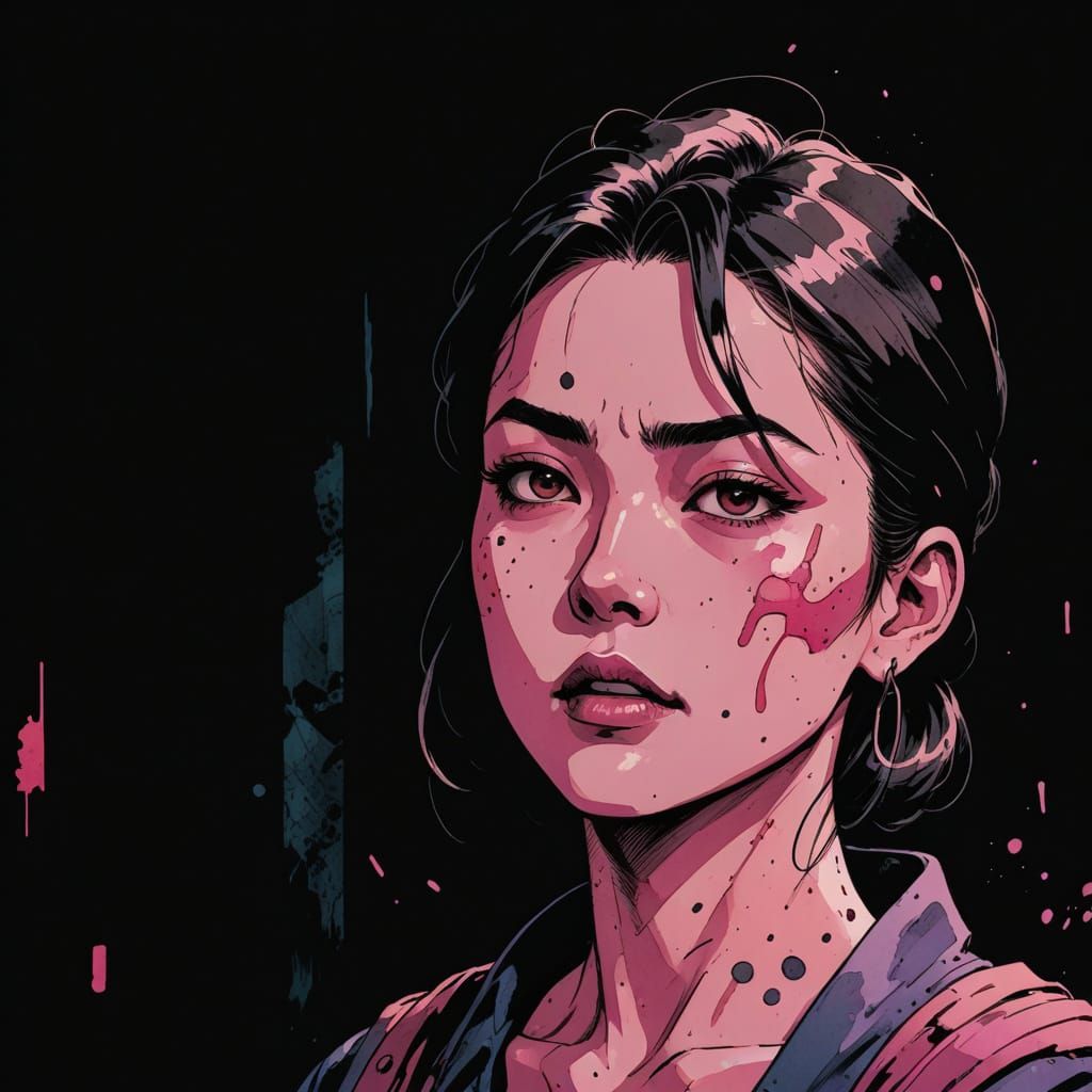 Dramatic Battle in a Ruined Cityscape - Epic Comic Book Art