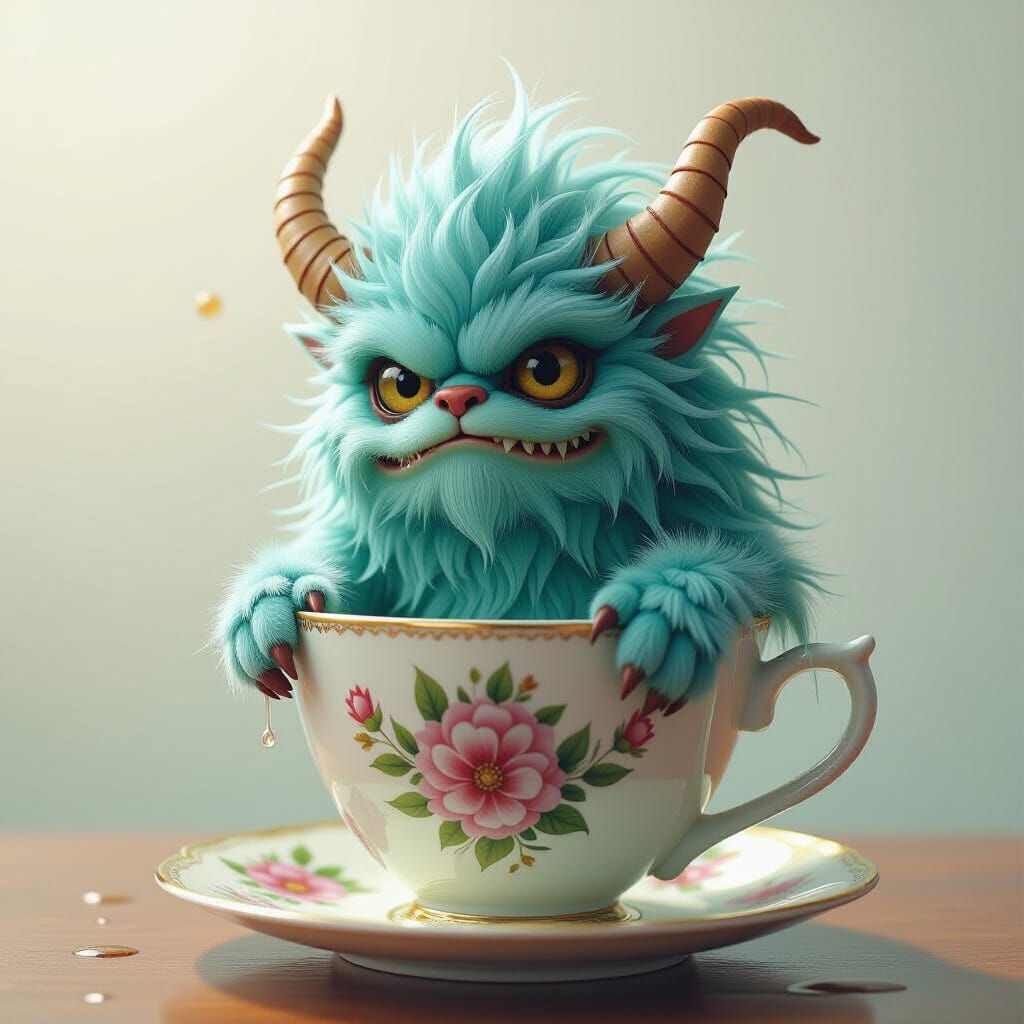 Monster in Teacup Digital Art
