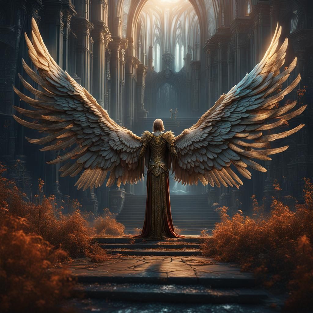 Detailed Angel Wings Fantasy Concept Art
