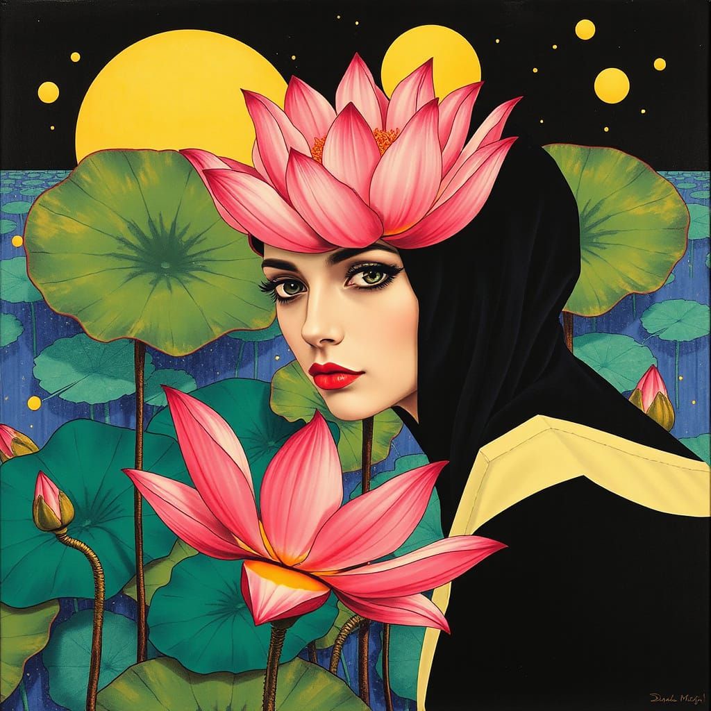 Surreal Lotus-Inspired Art in Vibrant Colors