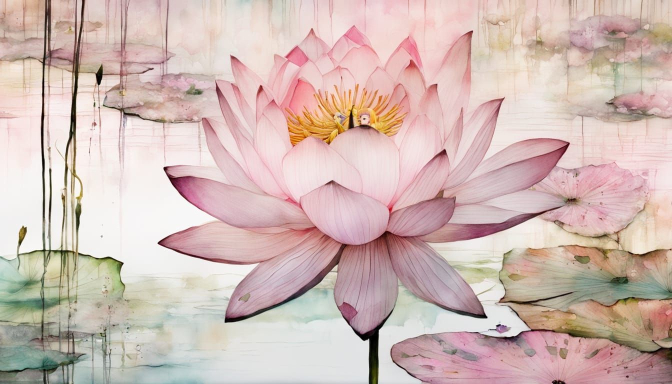 Vibrant Pale Pink Lotus Blooms in a Marshy Landscape