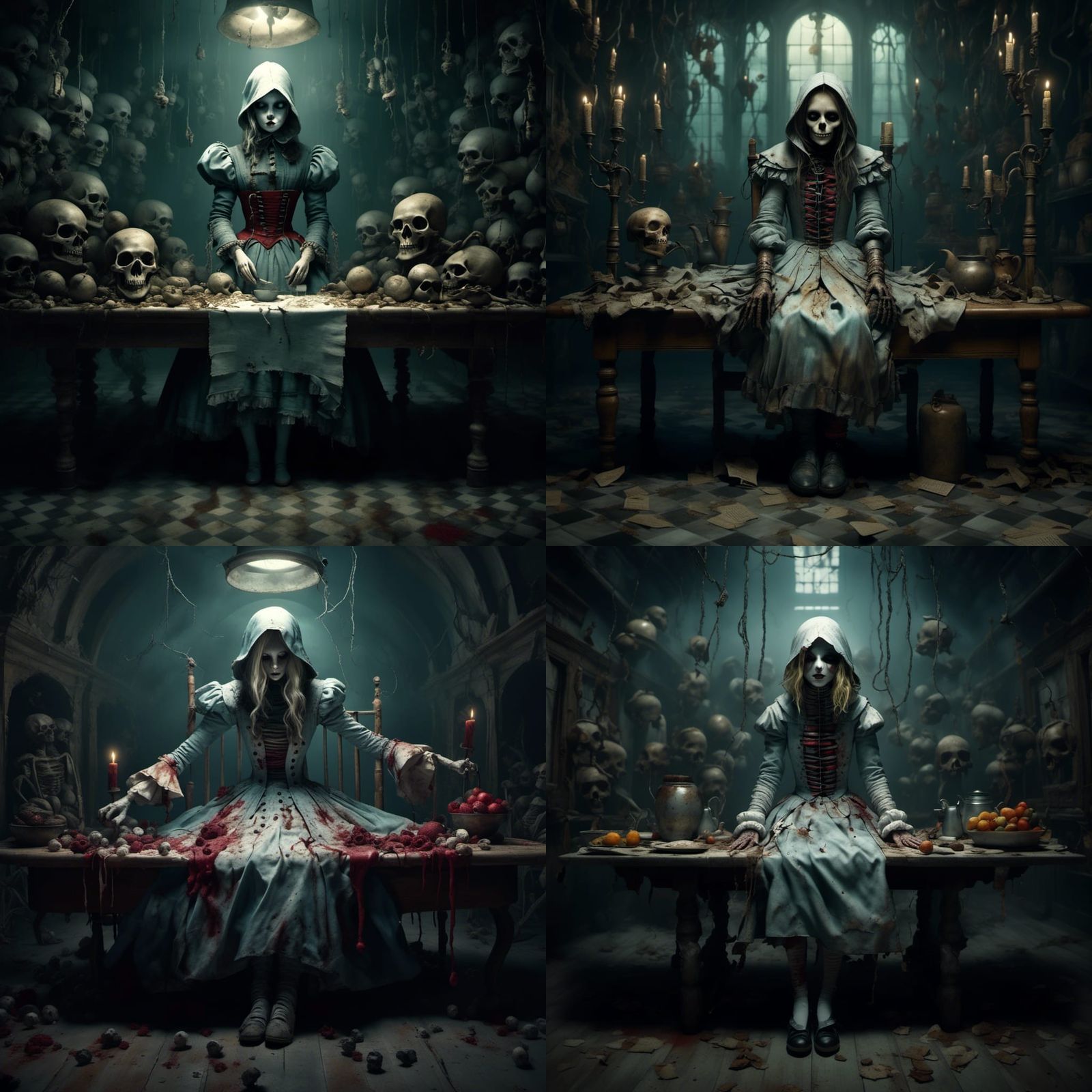 Madness in the Shadows: A Haunting Wonderland Scene