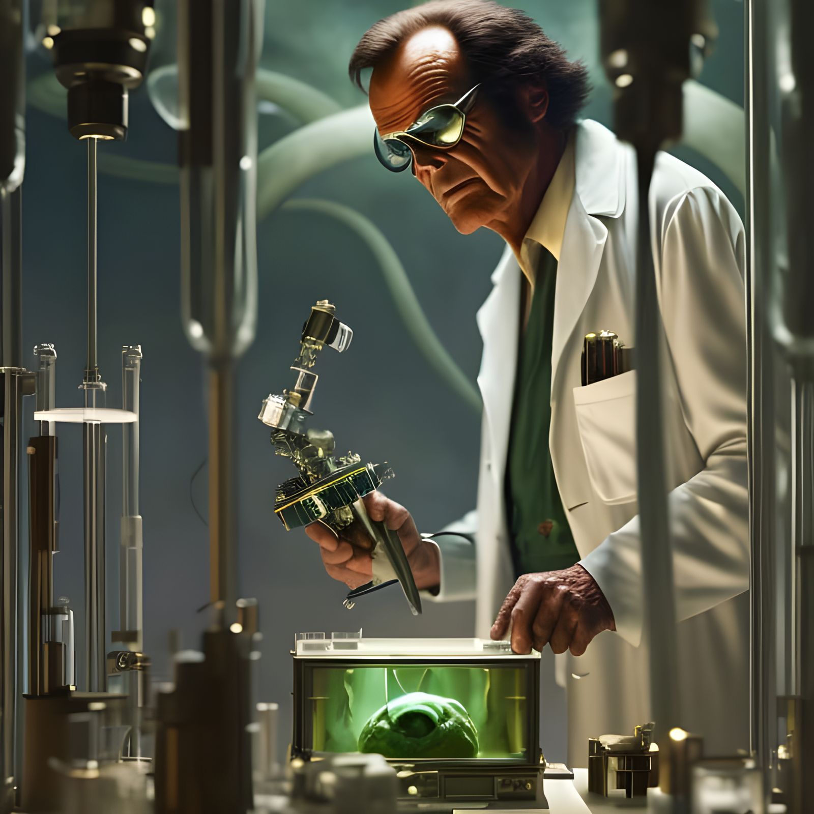 Jack Nicholson as Mad Scientist, Gouache Painting