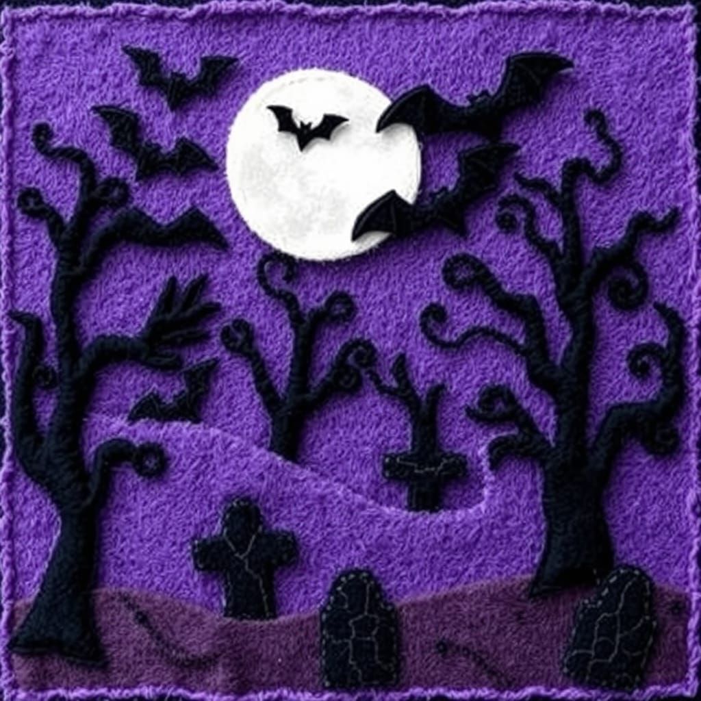 Spooky Felted Forest under the Moonlit Sky