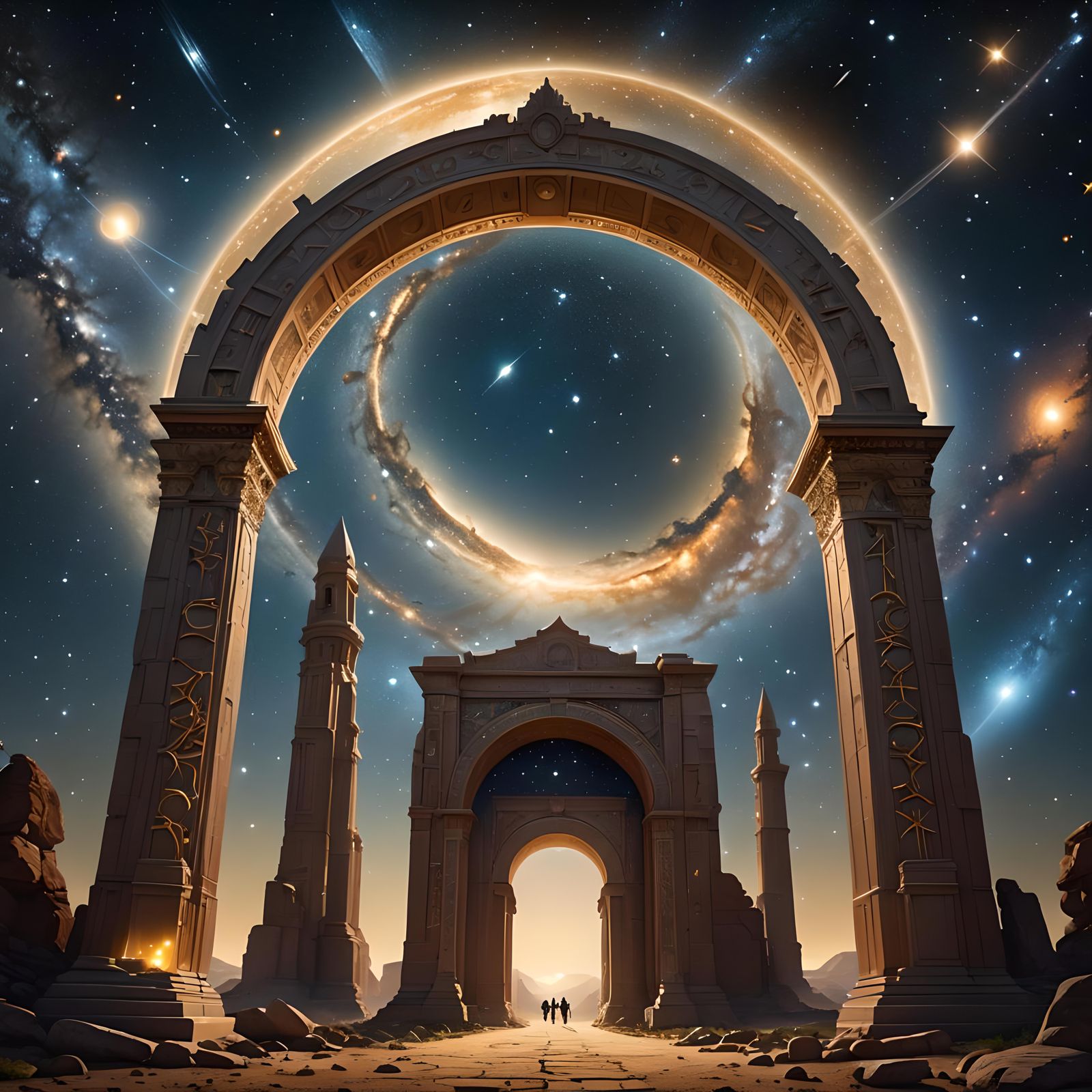 Celestial Gateway to Cosmic Realm in Surreal Style