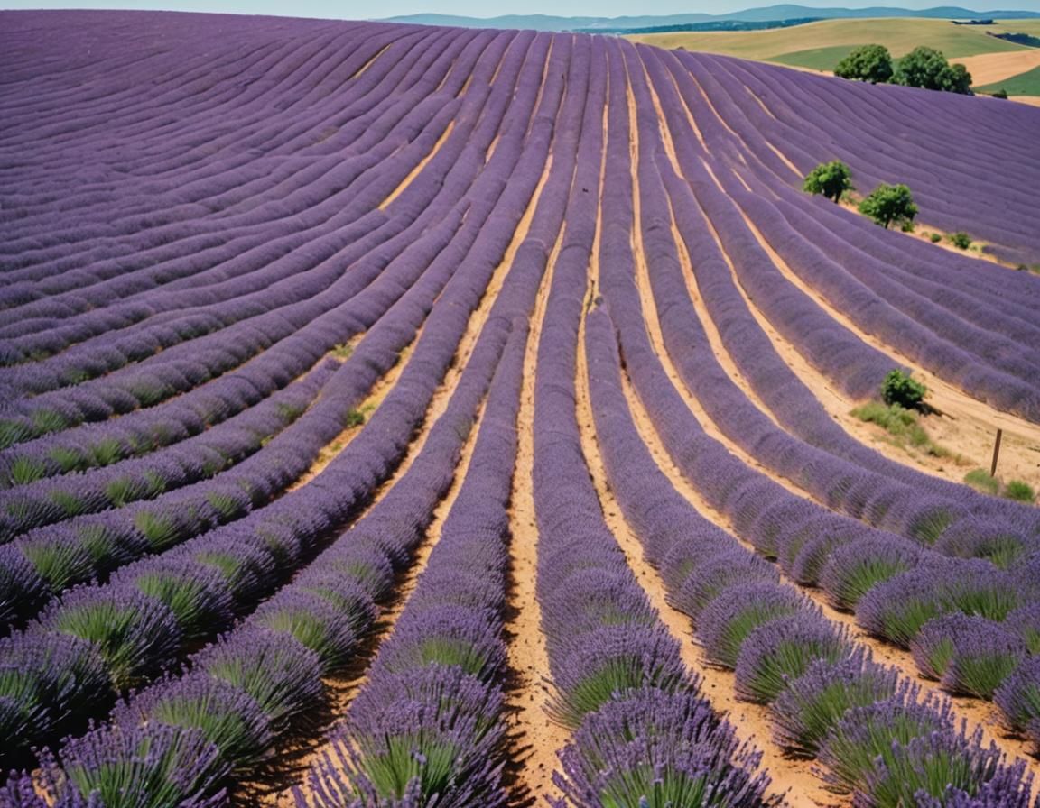 Lavender Fields Under Blue Sky: A Cinematic Landscape