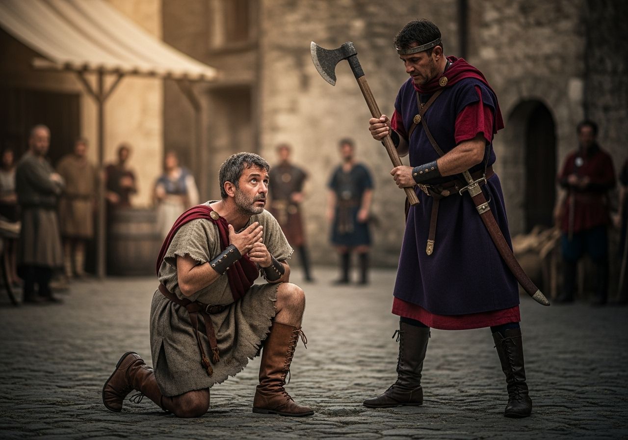 Dramatic Beheading Scene with Natural Lighting