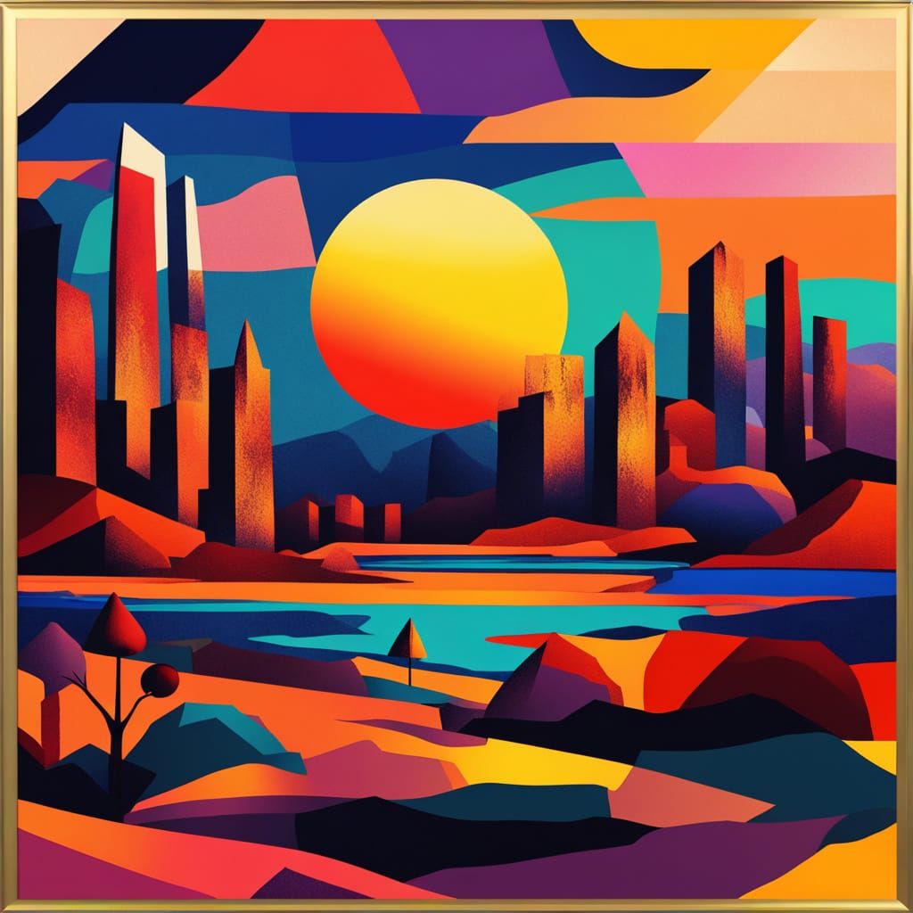 Surreal Cityscape with Frantic Mr. Button