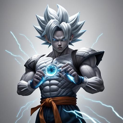 Son Goku Ultra Instinct Electric Aura, Manga Style