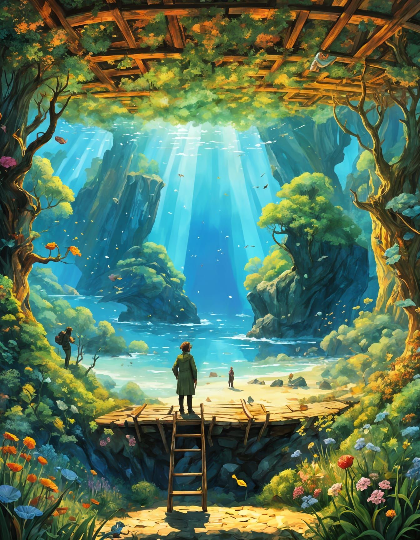 Whimsical Sci-Fi Fantasy Landscape Illustration