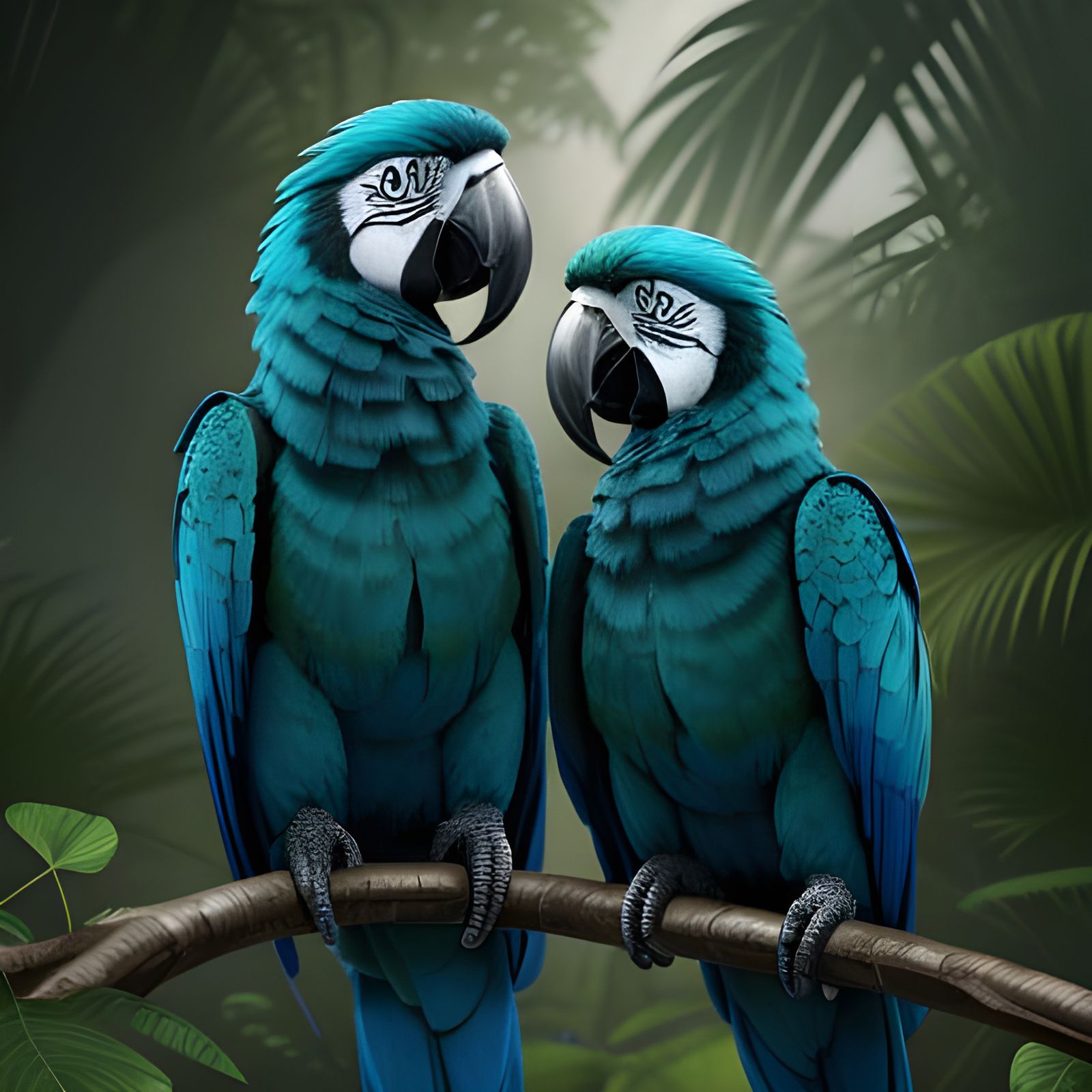 Striking Blue Macaw Couple Portrait, Trending Artstation