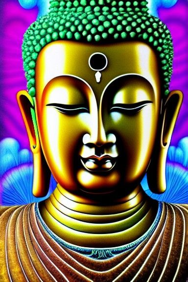 Buddha Portrait in Digital Art Style