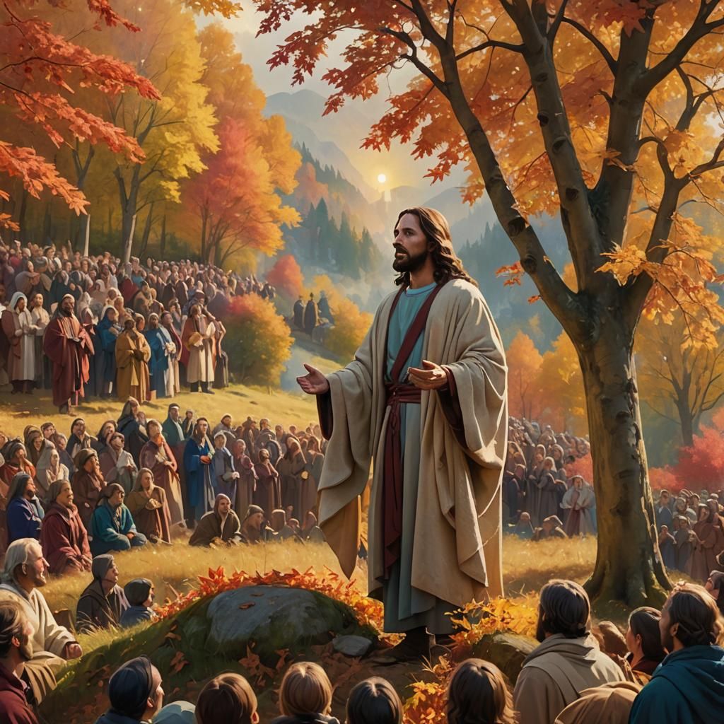 Jesus Preaching Sermon on Mount: Matte Painting