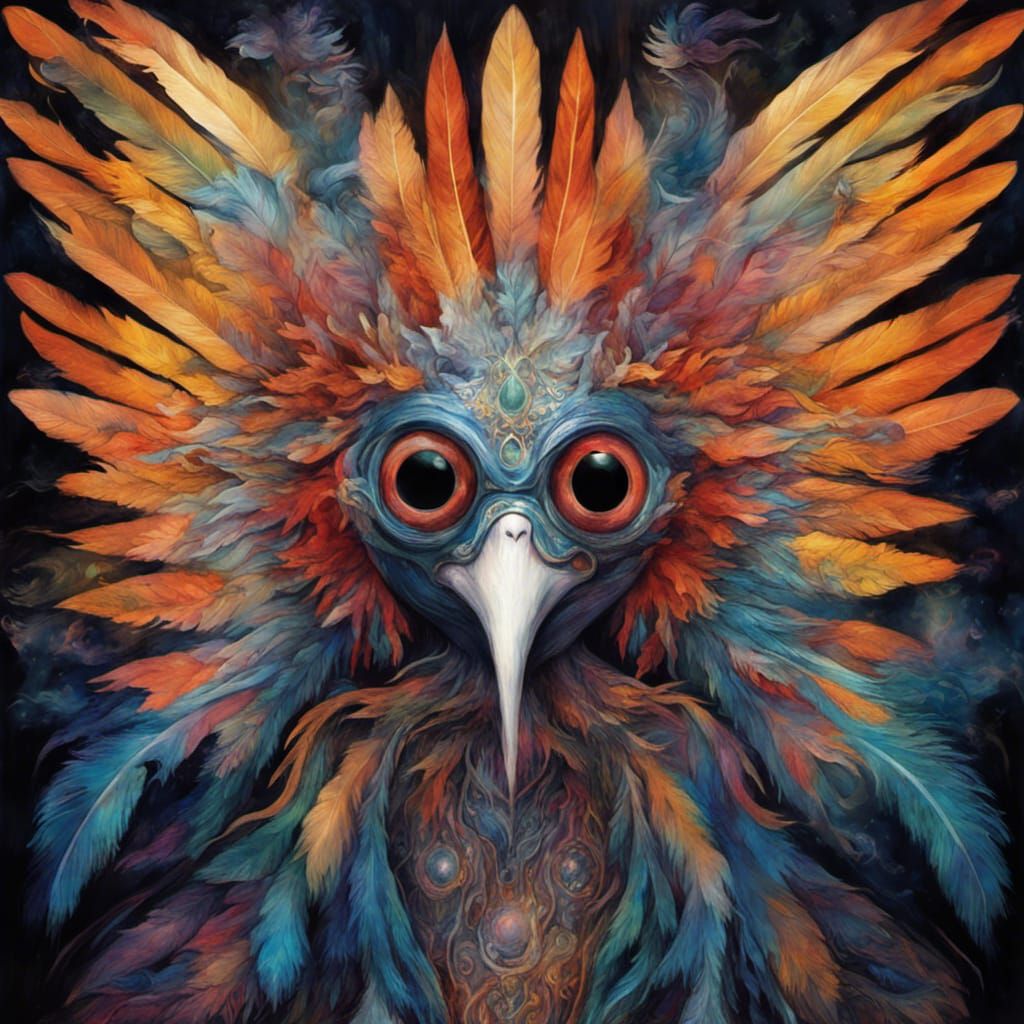 Intricate Bird Person in Astral Illustration