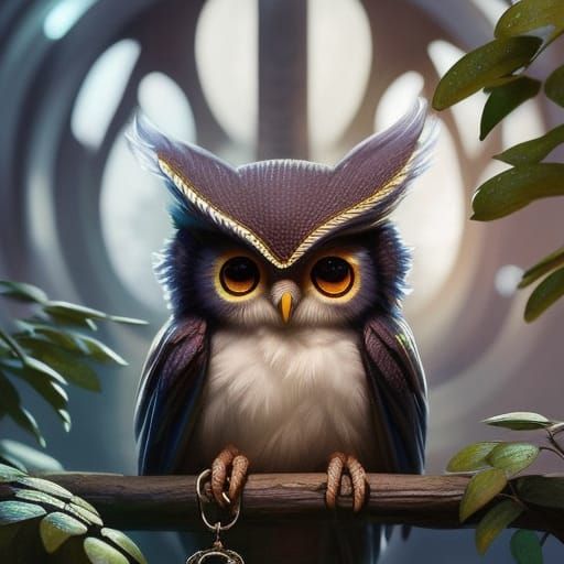 Adorable Knitted Yarn Owl in Chibi Style