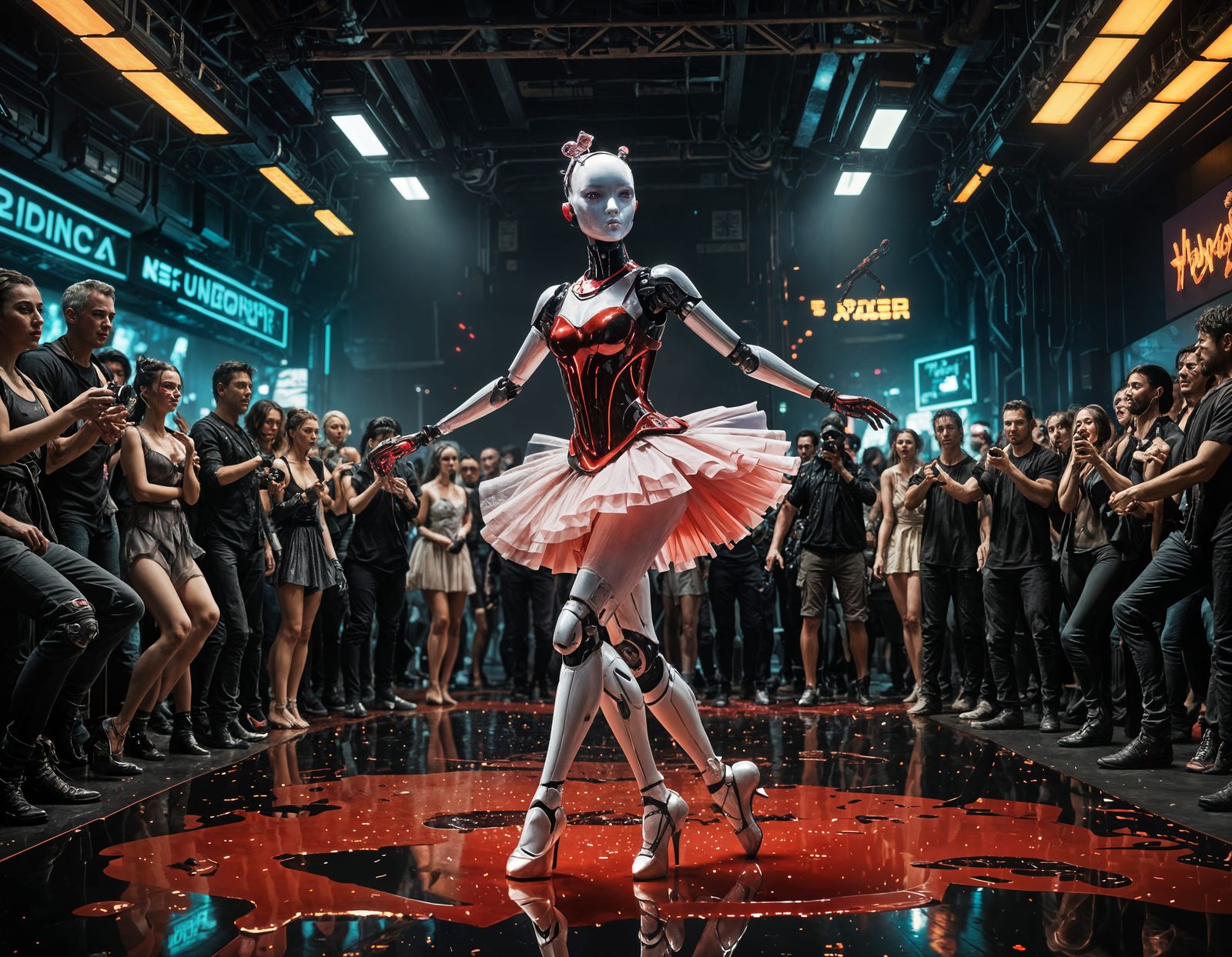 Cyberpunk Ballerina Robot Dances in Blood
