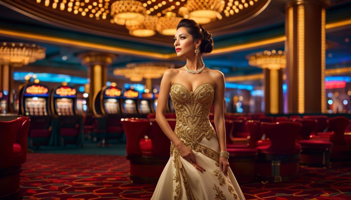 Macau Casino: Gown Woman in Detailed Matte Painting