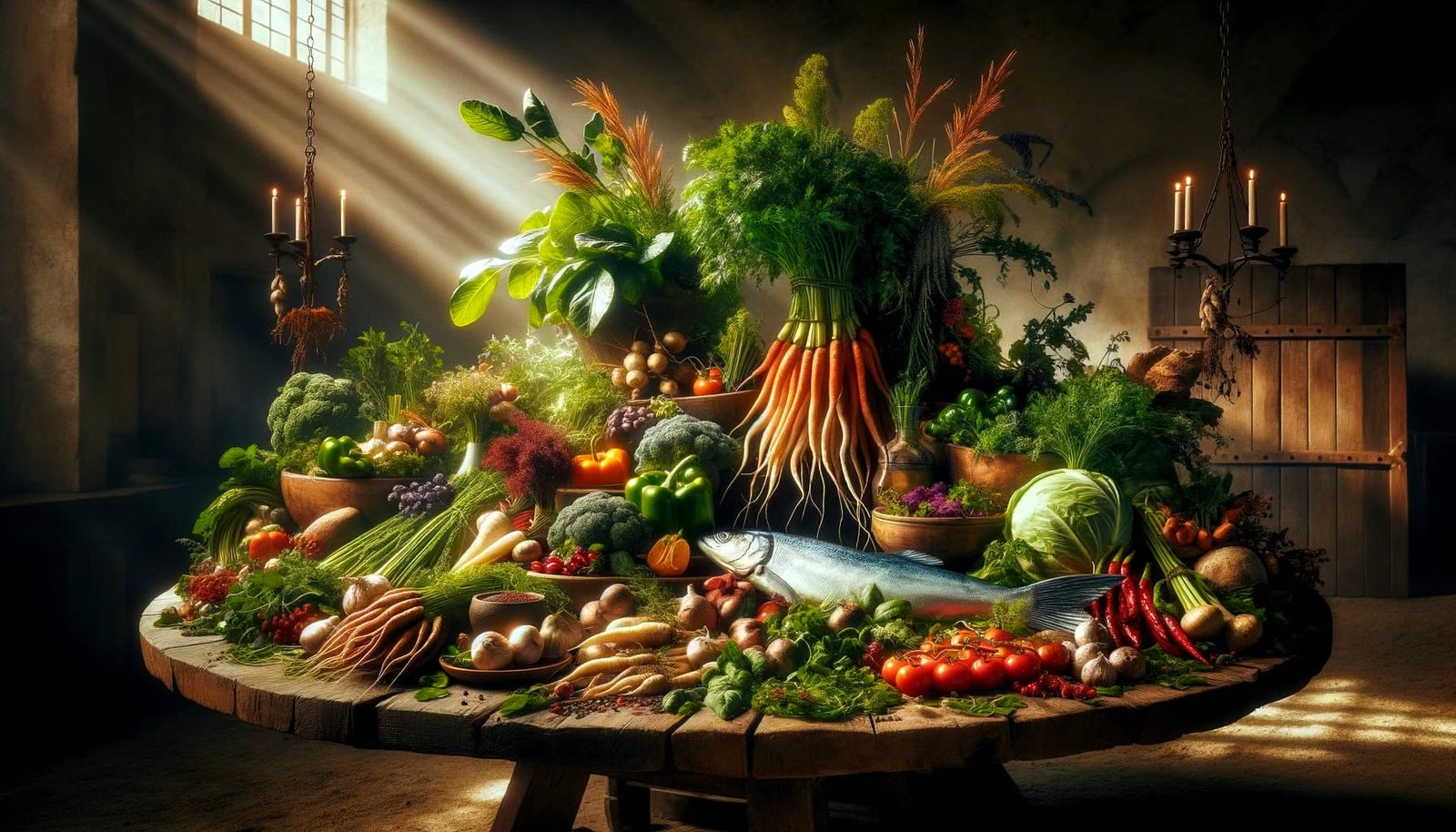 Rustic Harvest Feast on Wooden Platter