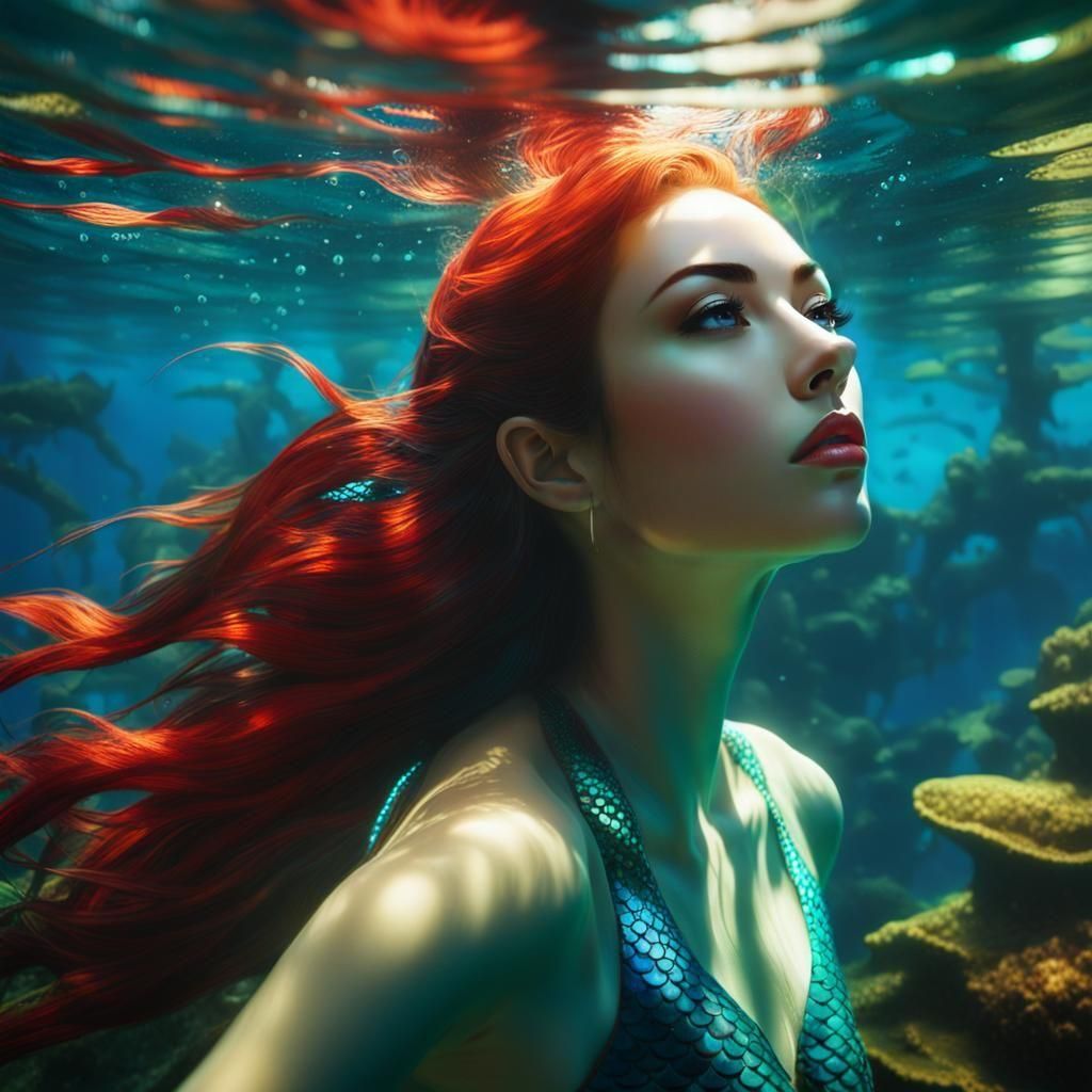 Siren of the Tropical Lagoon in Photorealistic Style