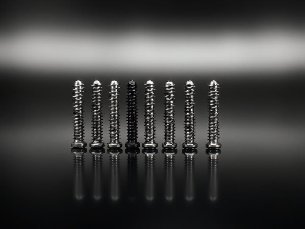 Minimalist Still Life of Screws in Precise Line