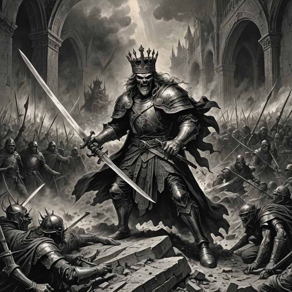 Evil King Destroys Realm: Dark Fantasy Artwork