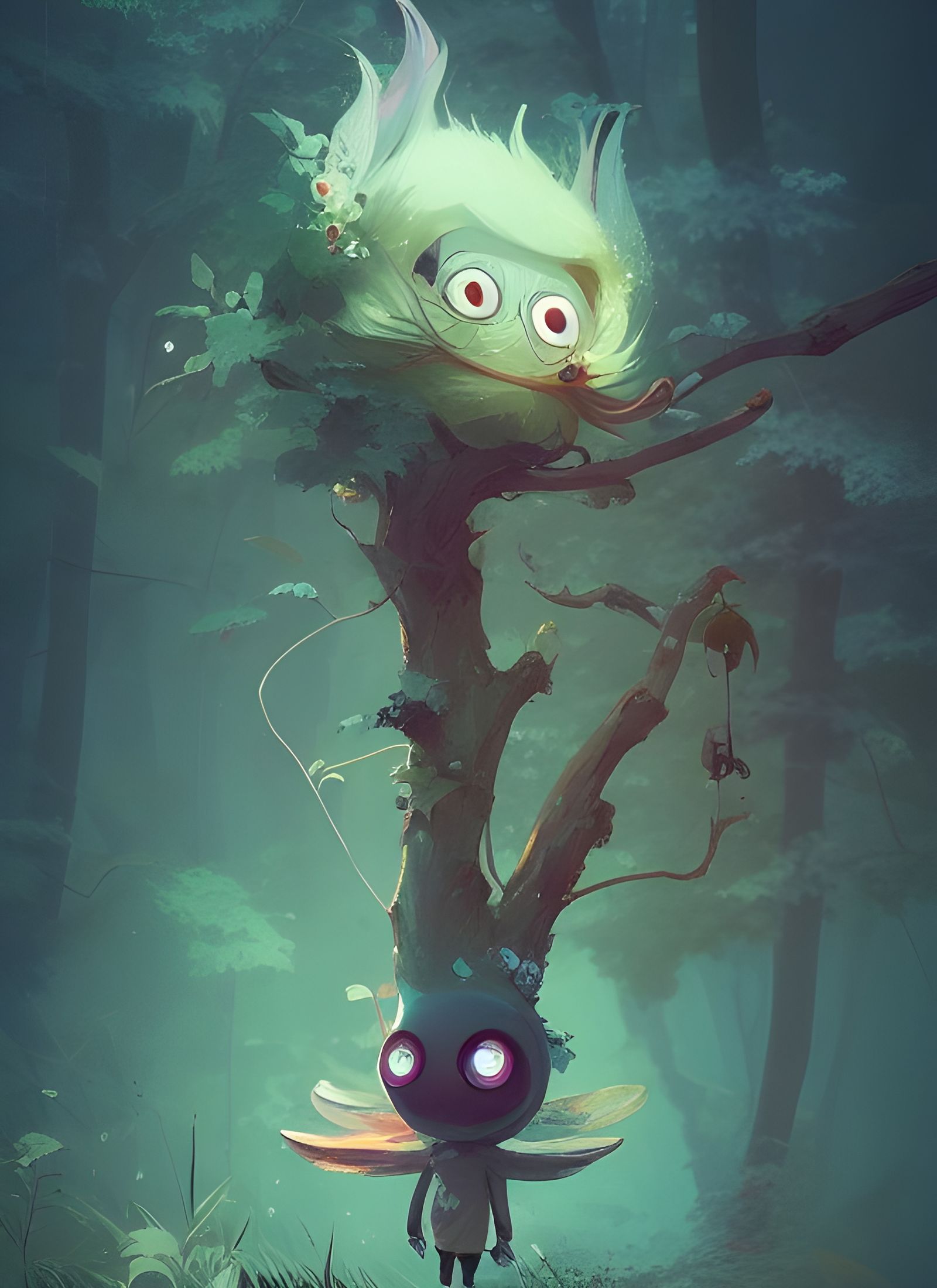 Adorable Forest Spirit in Chibi Style
