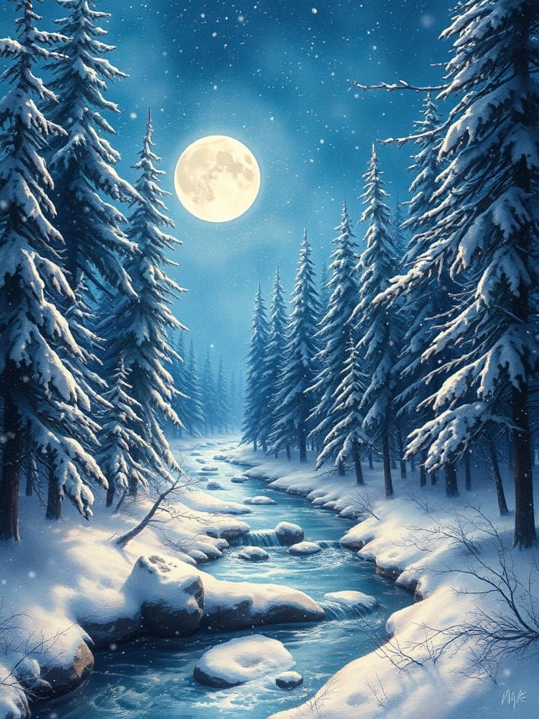 Magical Winter Forest: Watercolour Painting