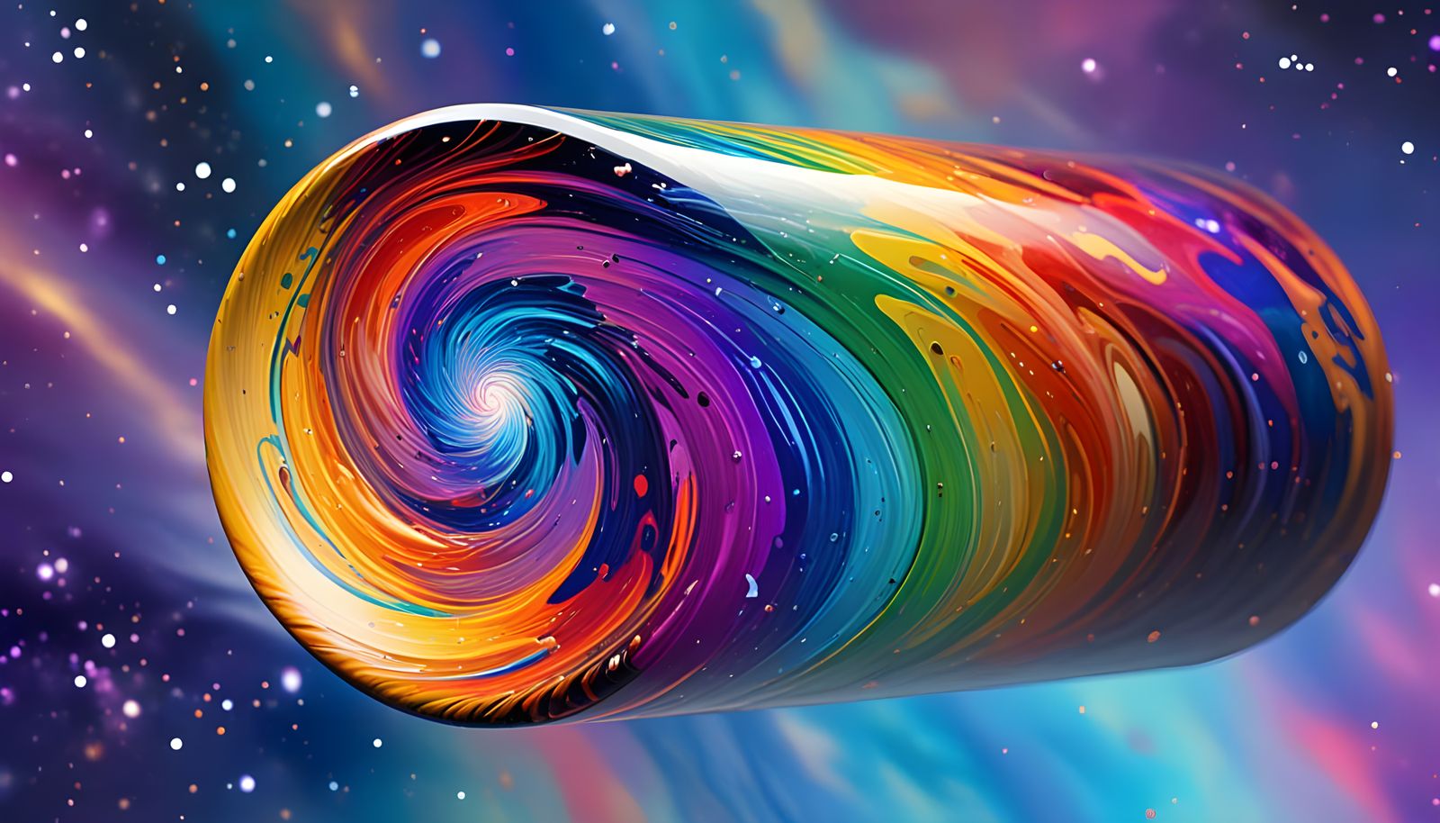 Sleek Spacecraft Enters Iridescent Vortex