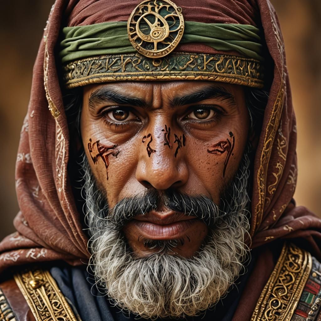 Masked Warrior Portrait in Photorealistic Style