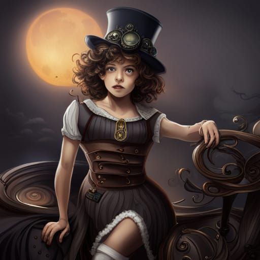 Steampunk Werewolf Girl Portrait