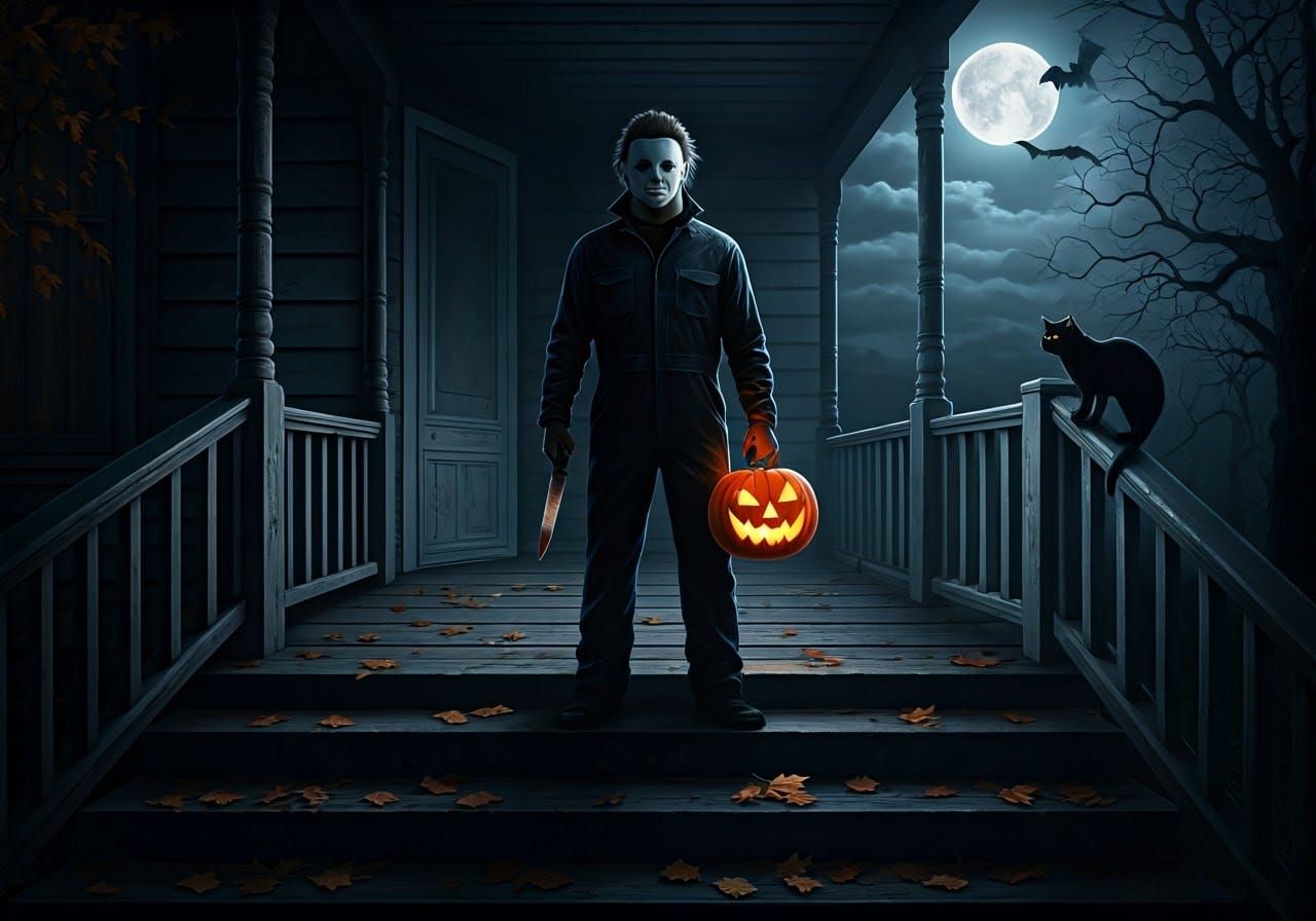 Michael Myers on a Dark Halloween Night