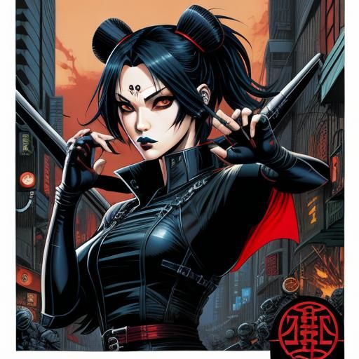Japanese Goth Industrial Girl Comic Book Art