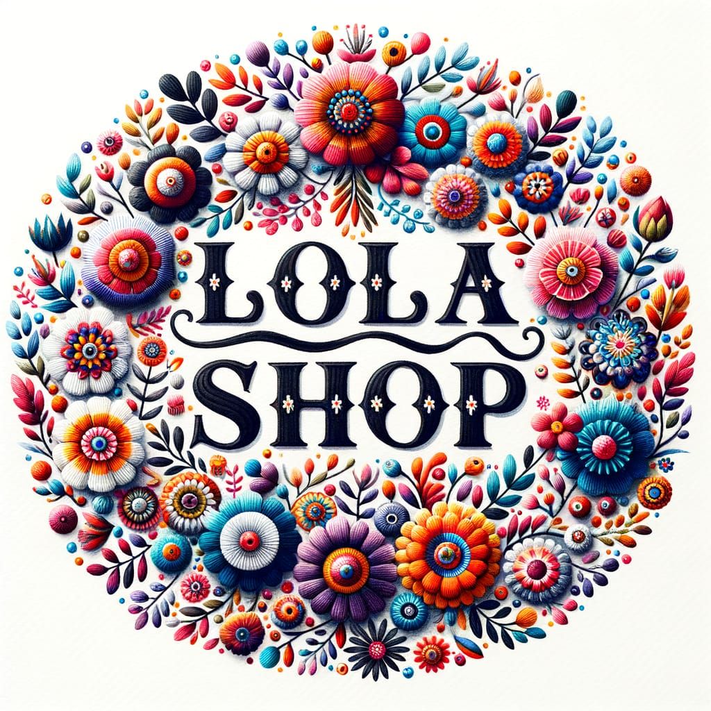 LOLA Shop Floral Logo Design on White Background