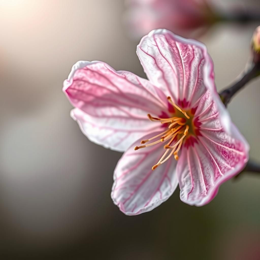 Hyperrealistic Macro Photograph of a Cherry Blossom