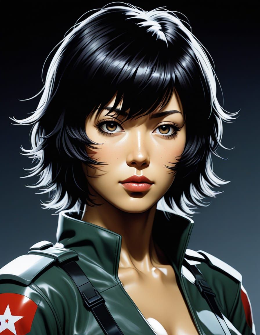 Minimalist Manga Portrait of Major Motoko Kusanagi