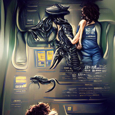 Xenomorph and Ripley Romantic Date Poster Art