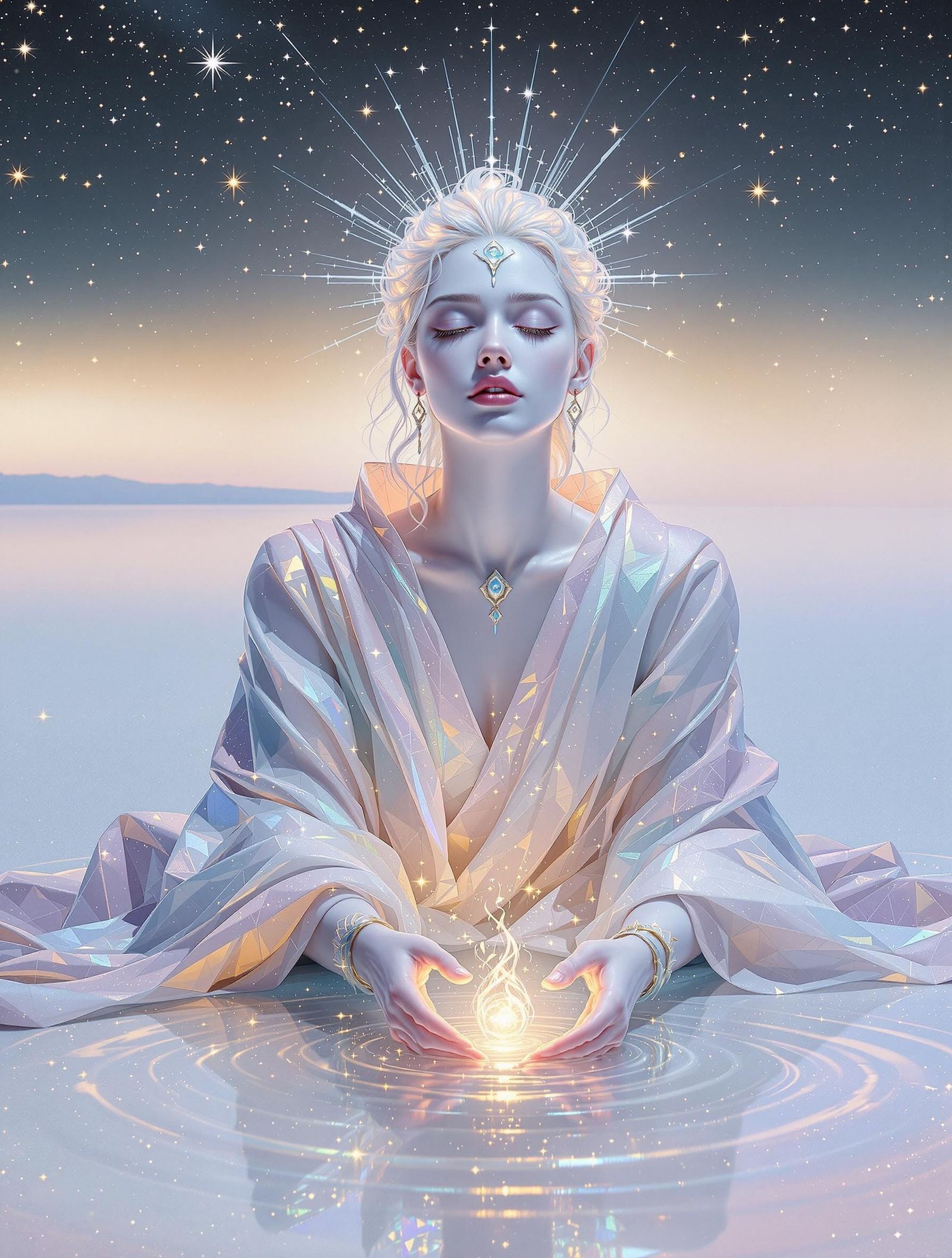 Ethereal Figure on Cosmic Horizon