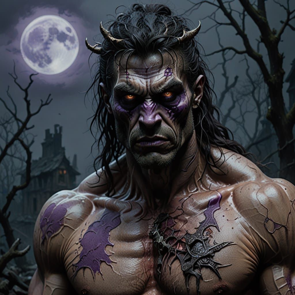 Twisted Zombie Barbarian in Dark Fantasy Portrait