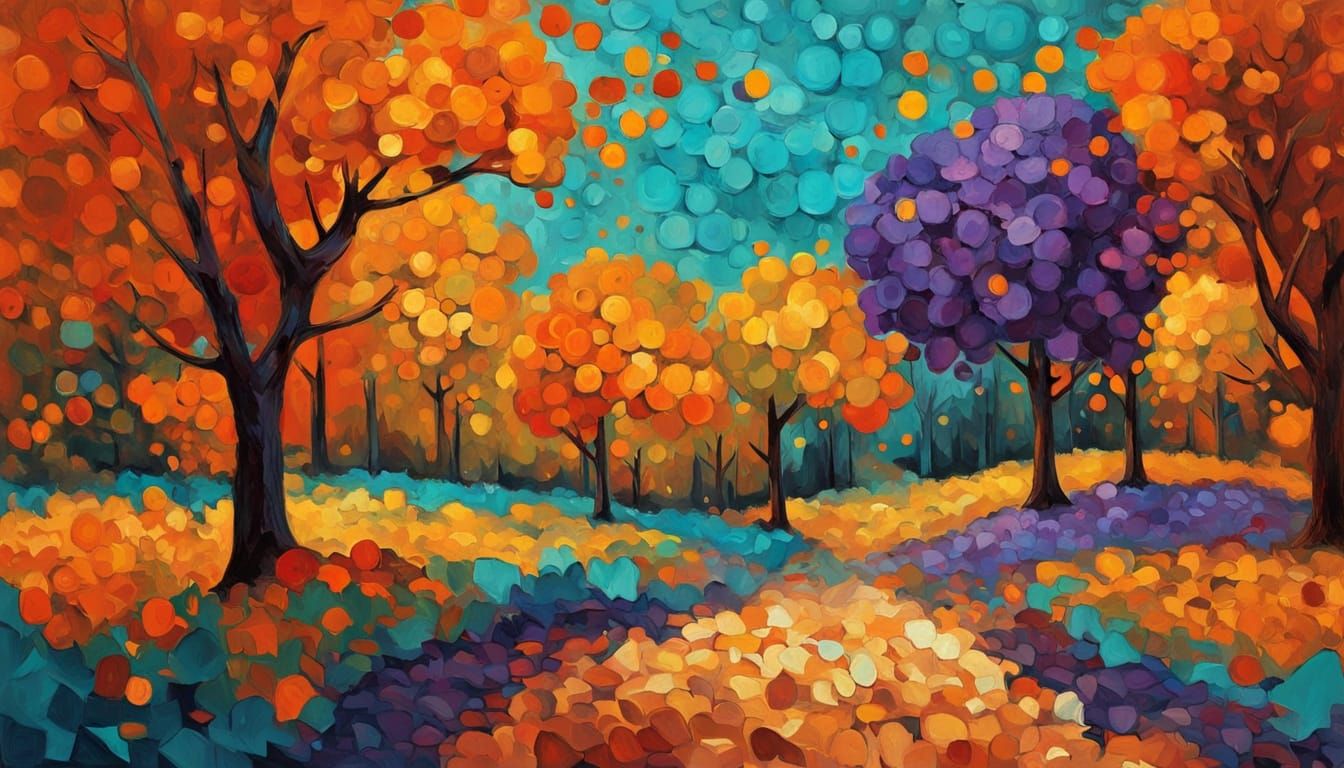 Geometric Farm Landscape in Triadic Colors