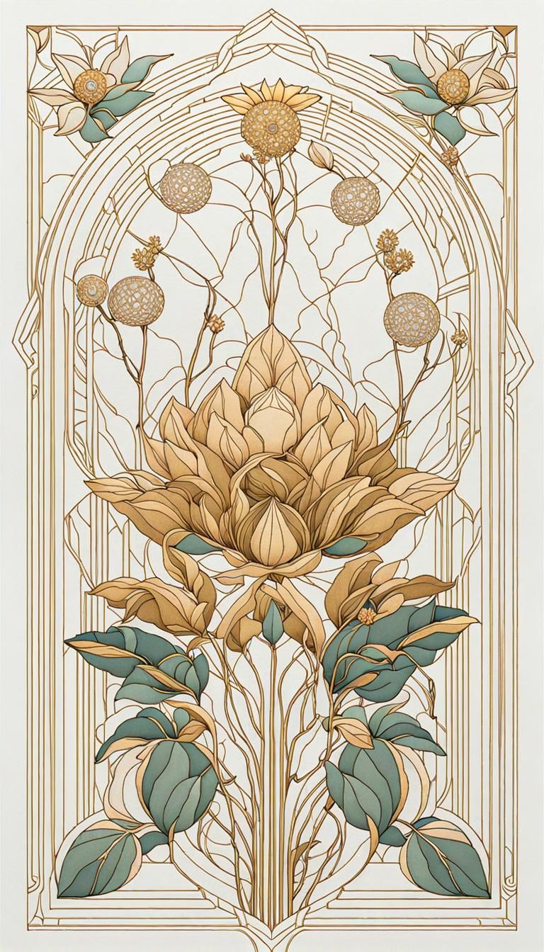 Boho Embroidery Pattern with Crystals and Plants