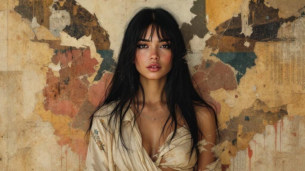 Renaissance Fresco Meets Digital Corruption: Pin-Up Portrait