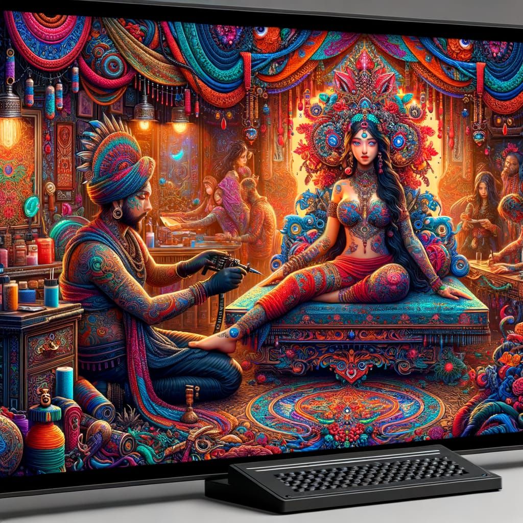 Fantasy Tattoo Art in Vibrant Upscale Studio