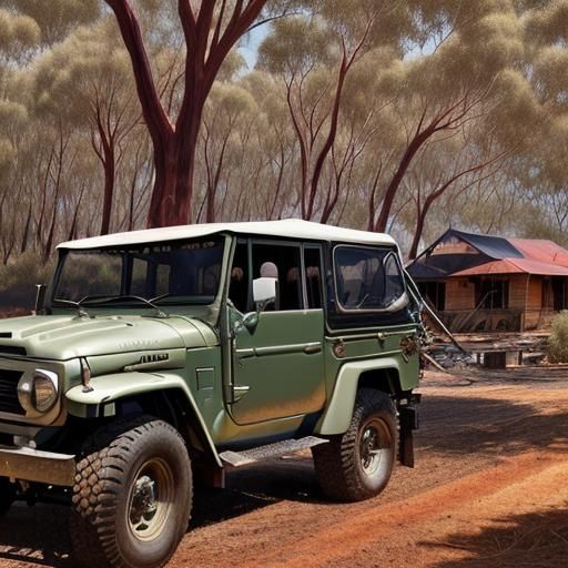 Australian Farm Ablaze in Bush-Art Style