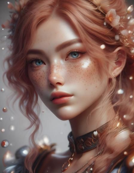 Hyperrealistic Portrait of Freckled Model in 8K