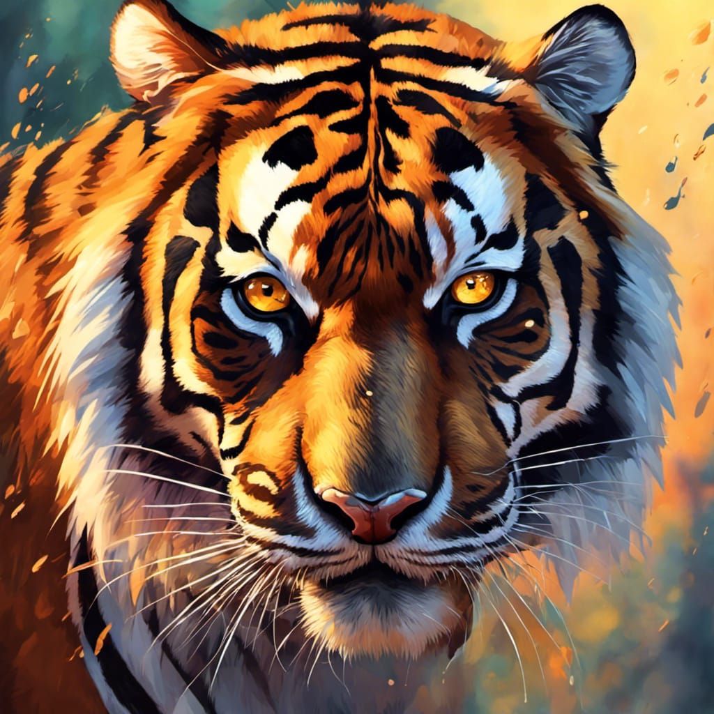 Intricately Detailed Portrait of a Tiger