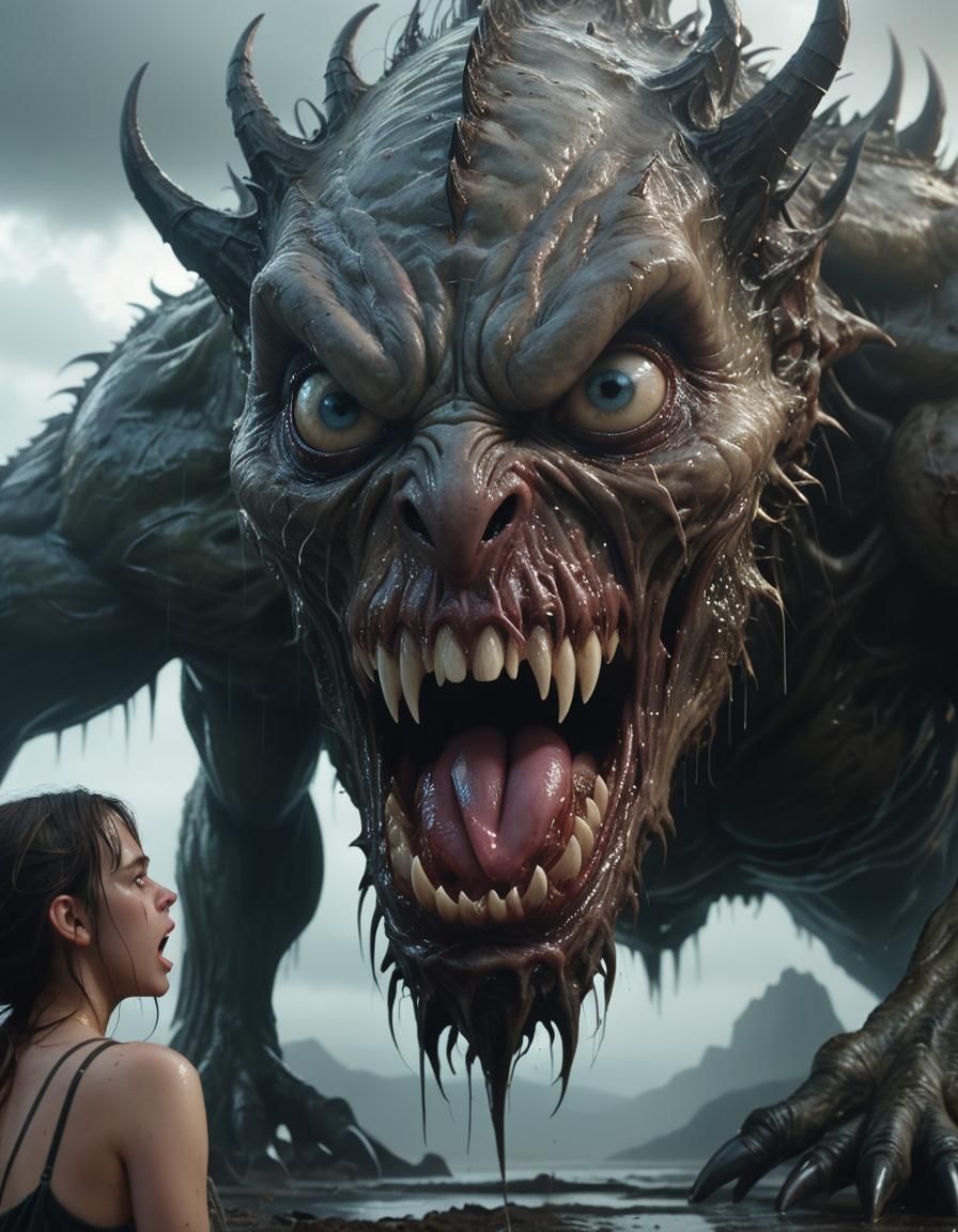 Woman: "HEY BUGEYES! If you're gonna try and eat me, at least have the decency to look at me!"