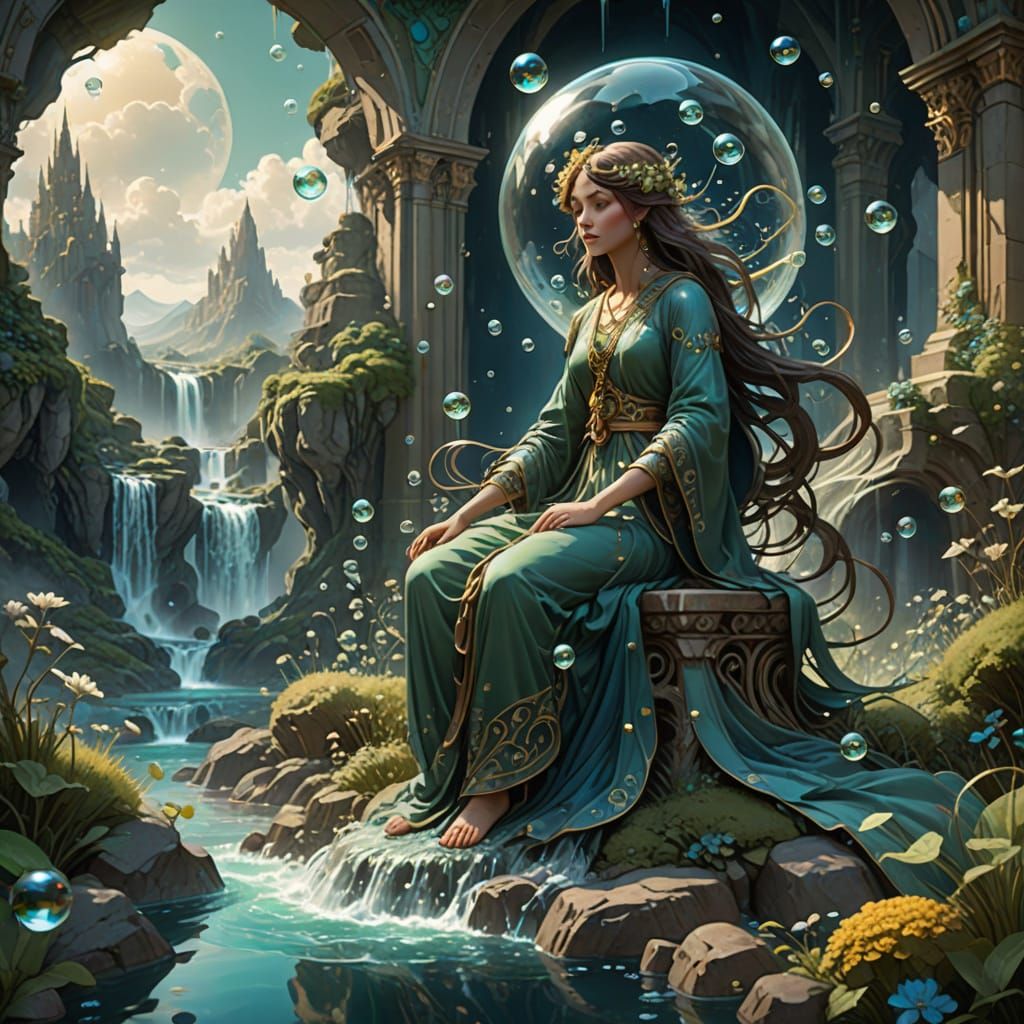 Ethereal Spirit Emerges in Art Nouveau Dreamscape