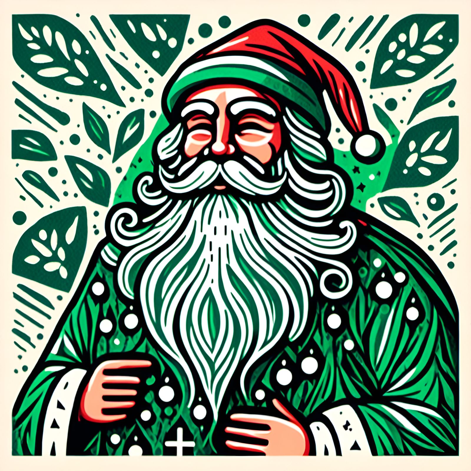 Linoprint Santa Claus for Christmas